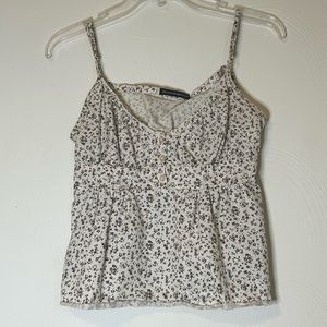 Brandy Melville Cream and Brown Tank Top